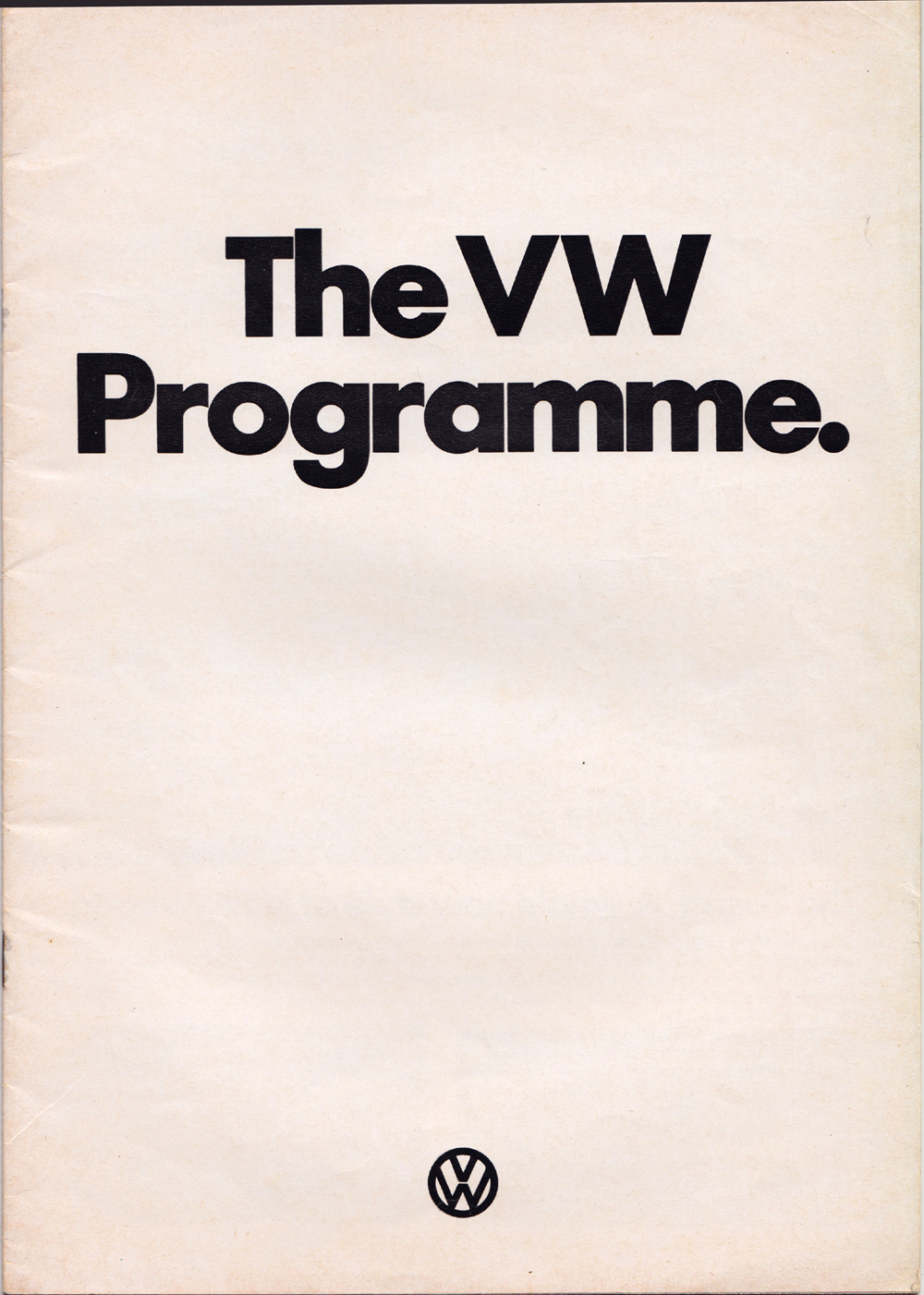 Cover of a Volkswagen brochure titled The VW Programme