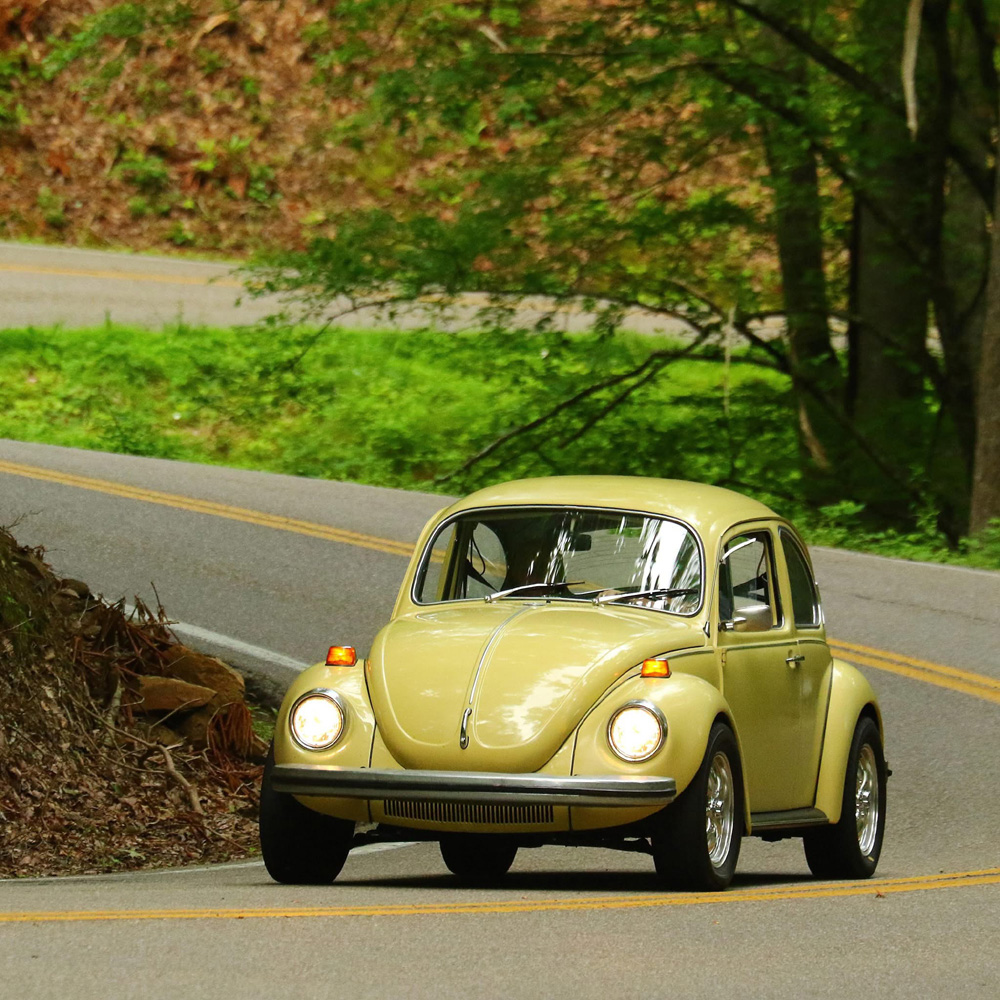 Super Beetle rounds a sharp corner with ease