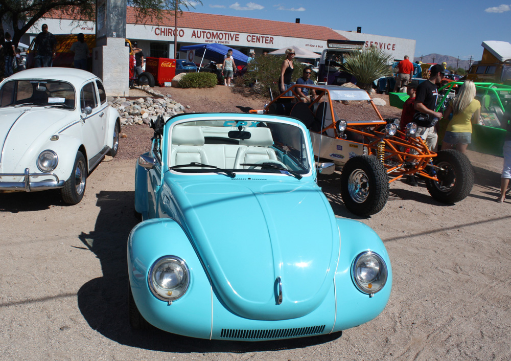 Powder Blue Super Beetle at a VW show