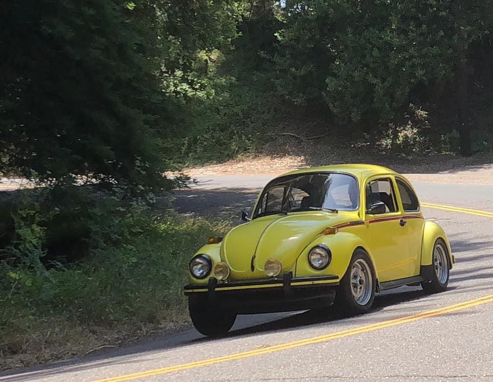 VW Sports Bug speeds by