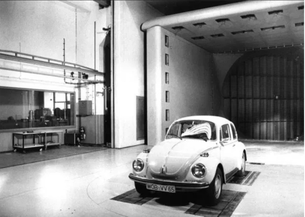 Super Beetle in wind tunnel