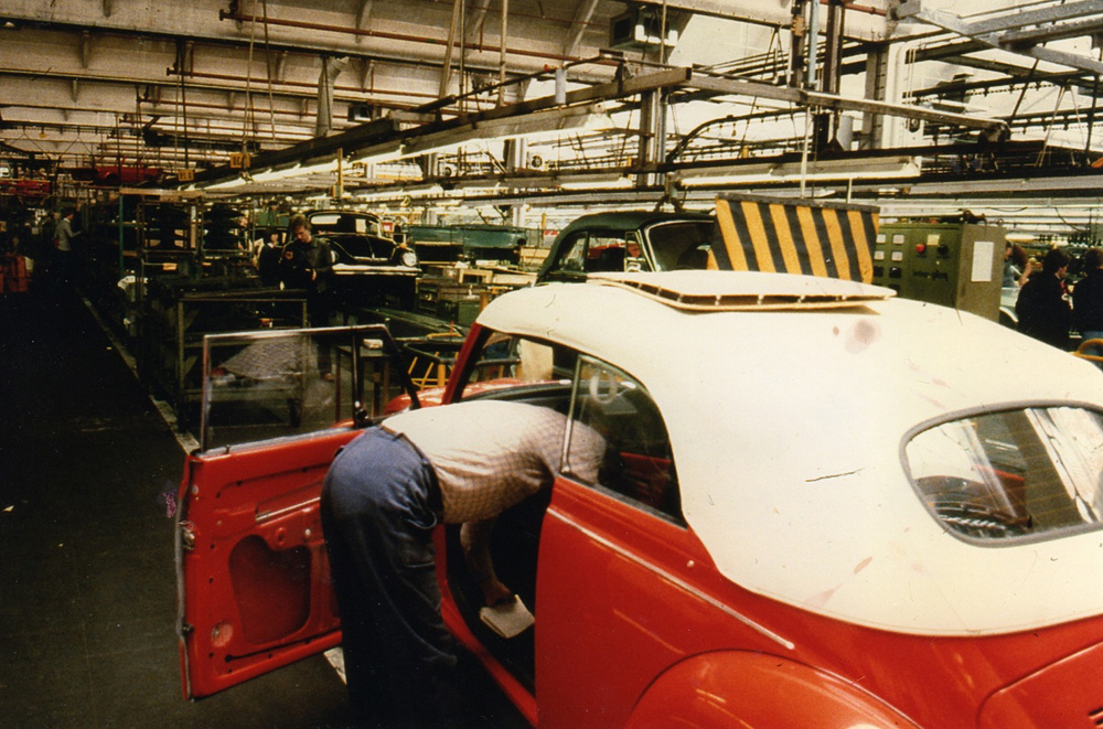 Super Beetle interior installation begins