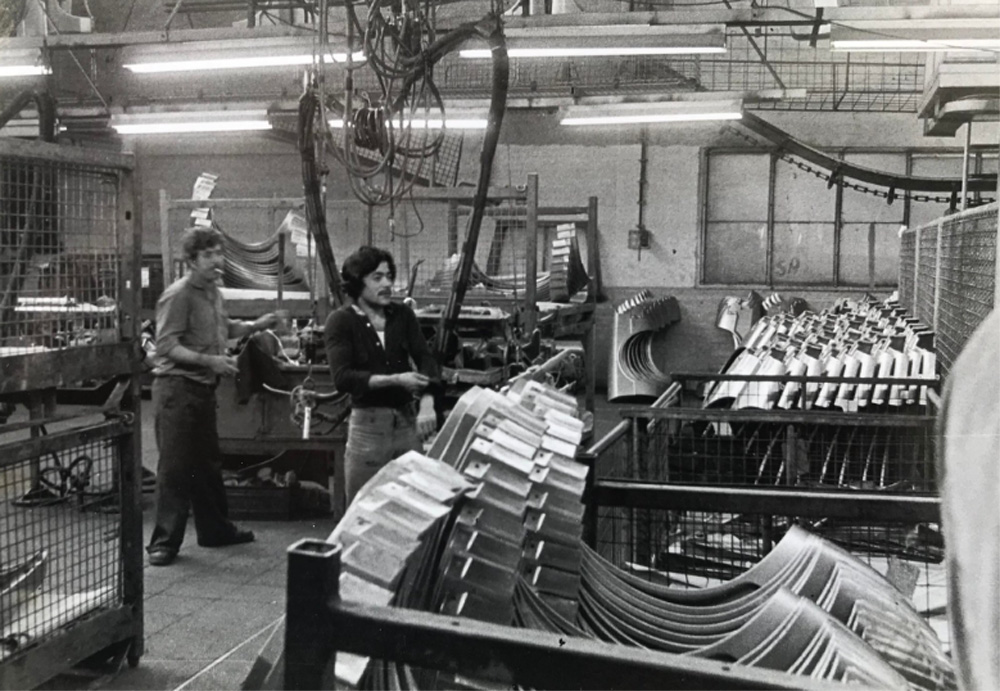 Body panels in the parts department in the Karmann factory