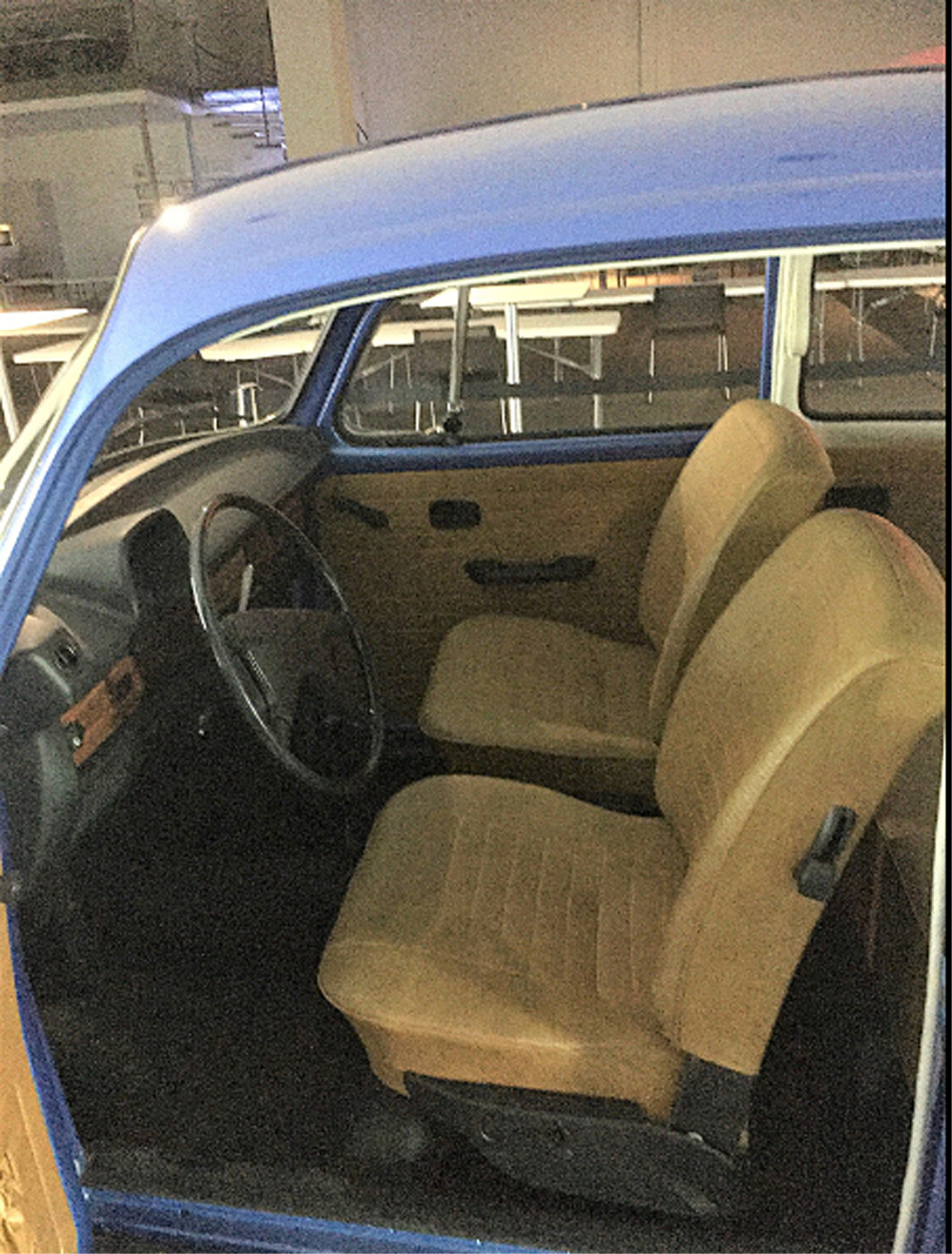 Interior of the 'home made' last ever Beetle to be built at Volkswagen Brussels