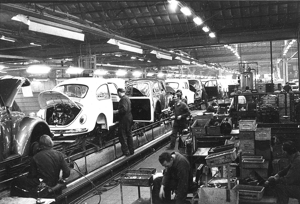 A view from the assembly line at Volkswagen Brussels in 1971 or 1972
